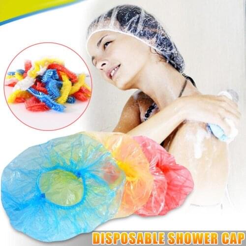 100 pcs disposable shower cap transparent spa salon hotel disposable elastic shower cap bathroom products shower cap