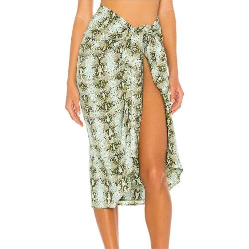 Stripe Chiffon Bikini Cover-Ups Wrap Skirt Swimsuit Smock Cover-ups Women Kaftan Beachwear Bikini Cover Sides Slitp Wrap Skirt