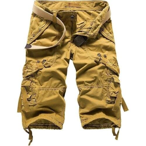 Mens Multi-Pocket Loose Camo Beach Cargo Shorts Cotton Military Shorts Summer Outdoor Climbing Sport Arge Size Short Trouser