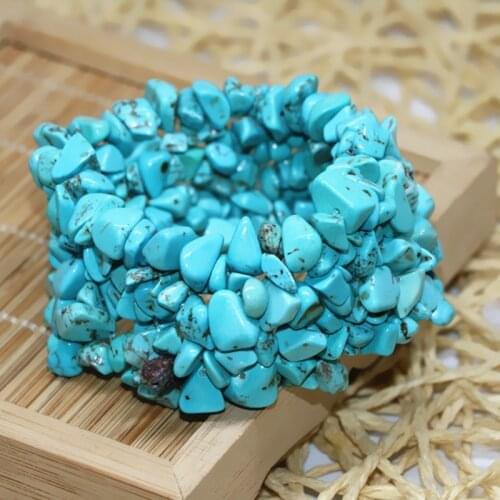 Blue veins calaite turquoises stone 9*11mm irregular nugget chips gravel beads diy new fashion bracelet bangle 7.5inch B523