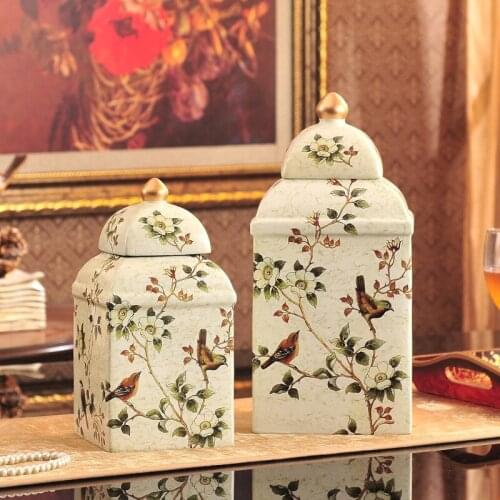 Style palace square jar painted ceramic pot Home Furnishing American country flower decorations garden ornaments