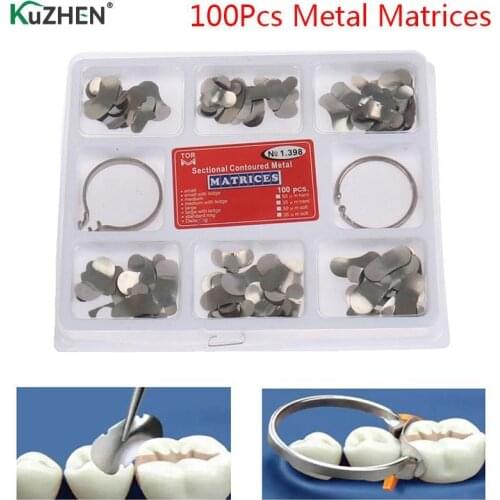 100Pcs/Box Dental Sectional Matrix System Dental Sectional Matrix Band Resin Clamping/Seperating Ring Dentist Tools Oral Care