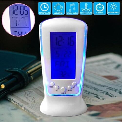 LED Digital Clock Electronic Music Alarm Clock Thermometer Snooze Clock Calendar Clock Table Desk Clock for Home Bedroom Office