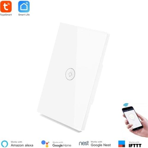 US Standard Tuya Smart WiFi Wall Light Switch 1 2 3 Gang Touch/WiFi/APP Remote Smart Home Wall Touch Switch Work with Alexa