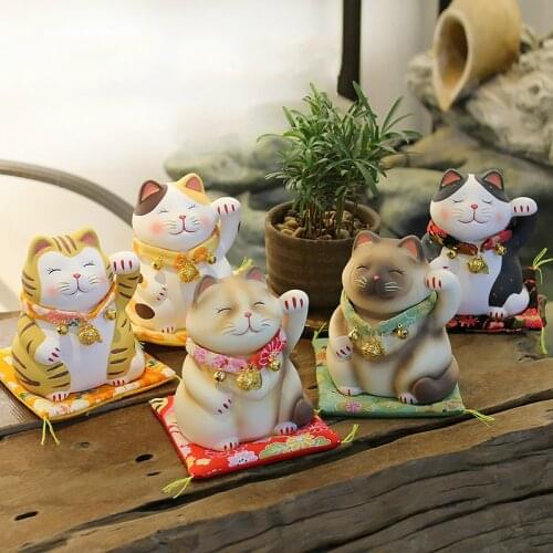 Japanese 6 Inch Maneki Neko Statue Lucky Cat Collectible Figurine Feng Shui Successful Career Luck and Fortune Charm Good Health