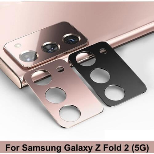Camera Lens Protector for Samsung Galaxy Z Fold 2 5G Metal Rear Camera Lens Protection Ring Case Cover Tempered Glass Film Gold
