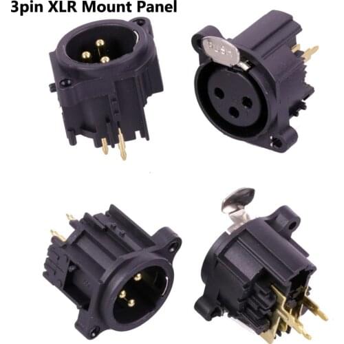 10pcs 3pin XLR Panel Mount Connector Male/Female Jack Mount Panel With PUSH Button Audio Jack Speaker Plug Stage Lighting Socket