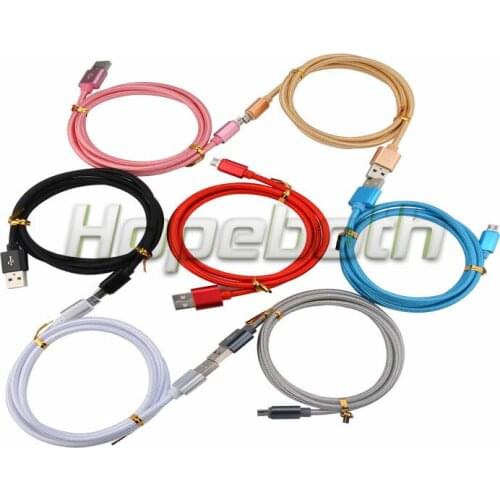 100pcs Metal Braided USB Cable 2A Durable High Speed Charging USB cable accessory bundles for phone X 8 7 6