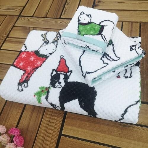 2020 Exported to Europe and America Towel Bath Towel Set Cartoon Christmas Dog Pure Cotton Thicken towels bathroom shower wrap