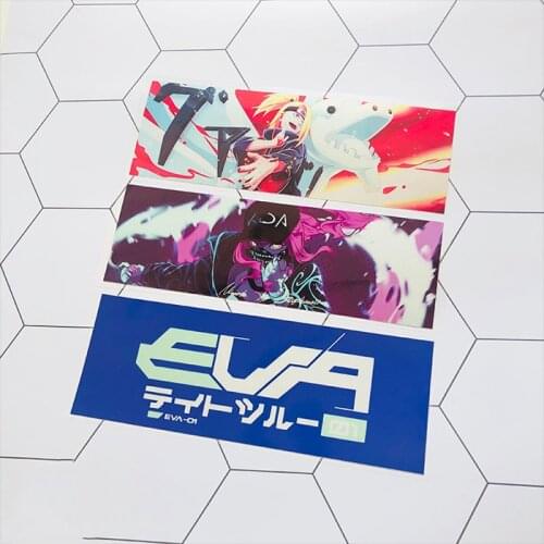 3PCS Car Stickers Guitar Auto Rear Windshield Decals for Classic Cartoon Anime Deidara KDA Graffiti EVA01