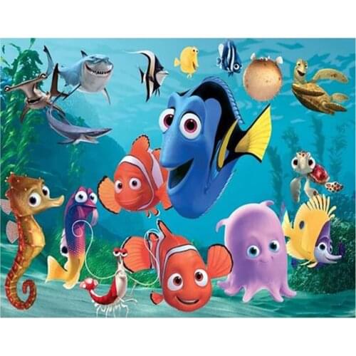 5d Diy Diamond Painting Cartoon Cross Stitch Fish Sea Picture of Rhinestone,full Square Drill,diamond Embroidery Mosaic Decor