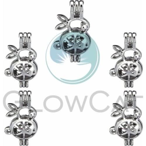 5X Rabbit Pearl Cage Jewelry Findings Cage Locket Pendant Essential Oil Diffuser Locket For Oyster Pearl Necklace