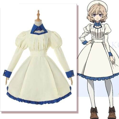 Anime In Spectre/ Kyokou Suiri Iwanaga Kotoko White Lolita Dress+Hat Cosplay Costume Women Halloween Carnival Free Shipping 2020