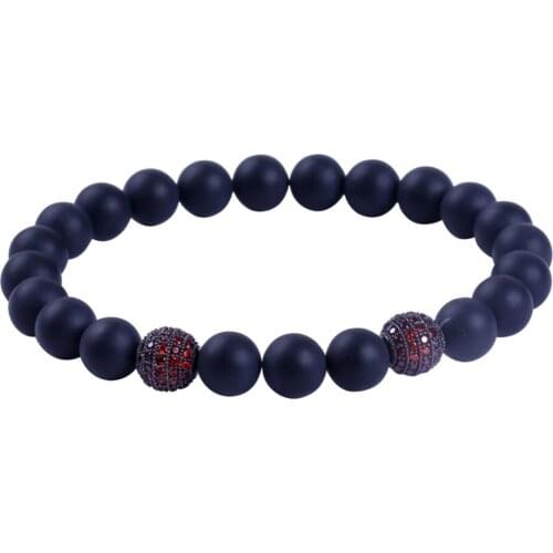 Men Bracelet Scrub Stone Black Beads Strand Beaded CZ Balls Bracelet Men Gift Fashion Wholesale Valentines Gift Choose
