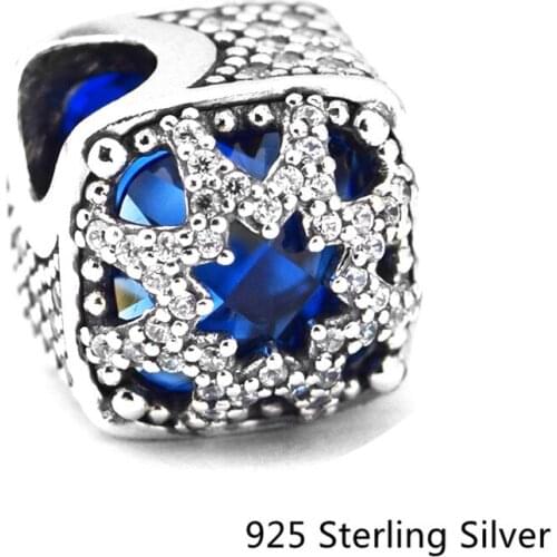 CKK Blue Glacial Beauty Charms 925 Sterling Silver Beads Original Jewelry Making Fits For Bracelets & Bangle