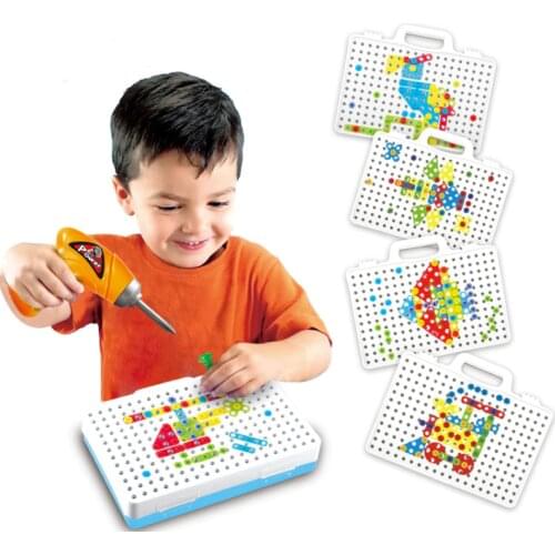 Kids Screwing Building Blocks Drawing Board Toys For Children Magic Mosaic Funny Bricks Plastic DIY Creative Construction Toy