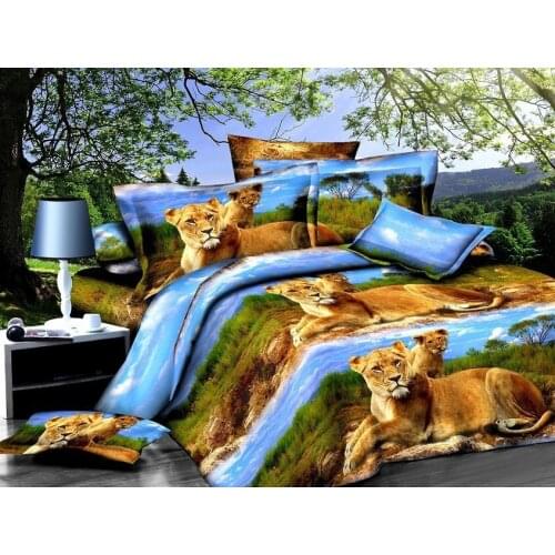 Home Textiles bed line High quality luxury 3D Bedding set Lion Print Duvet cover set lifelike bedclothes with pillowcase bed set