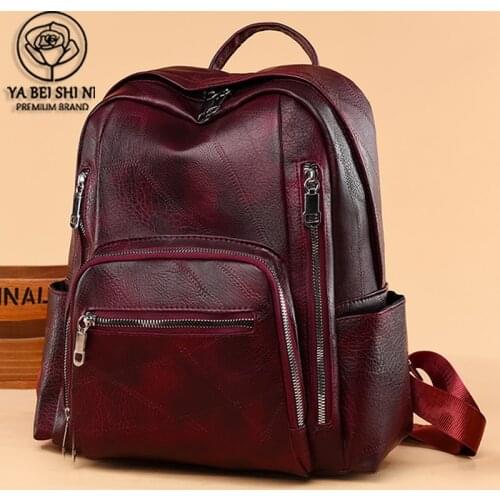 2021 Elegant Bagpack Women Leather Backpack High Quality Female Shoulder Bag Casual Backpack Purse School Bag For Teenage Girls