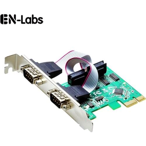En-Labs 2 Port RS-232 RS232 DB9 Serial COM to PCI-E PCI Express Card Controller Adapter Converter w/ Full Profile Bracket