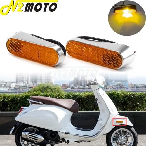 2PCS CNC Aluminum Mini LED Amber Turn Signal Light Side Blinker Flashing Lamp For Piaggio Vespa GTS 300 Sprint 150 Primavera 150