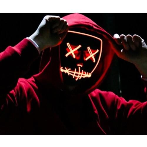 Halloween LED Glow Masks Horror Rave Mask Light up for Festival Cosplay Costume Funny Election Party Decor Purge Mask