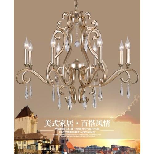 Chandelier creative personality retro 110-220V Warm white European Restaurant simple iron crystal lamp chandelier