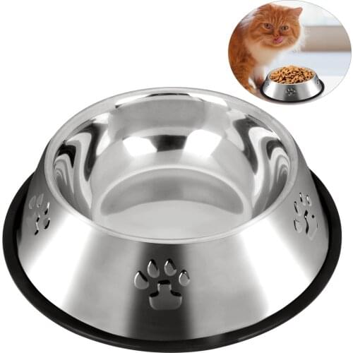 1PCS Pet Bowl Stainless Steel Anti-slip Cat Paw Pattern Pet Feeder Bowl Cat Food Bowl Pet Supplies Feeding Bowls for Cat Dog