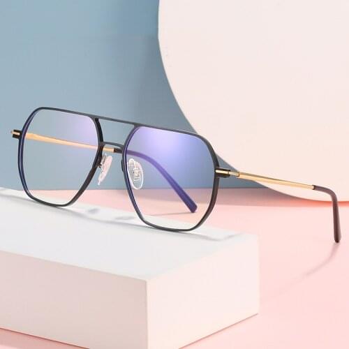 Anti Blue Light Glasses Aluminum Oversized Glasses Frame Men Vintage Square Eye Glasses Optical Myopia Eyeglasses Frames Eyewear