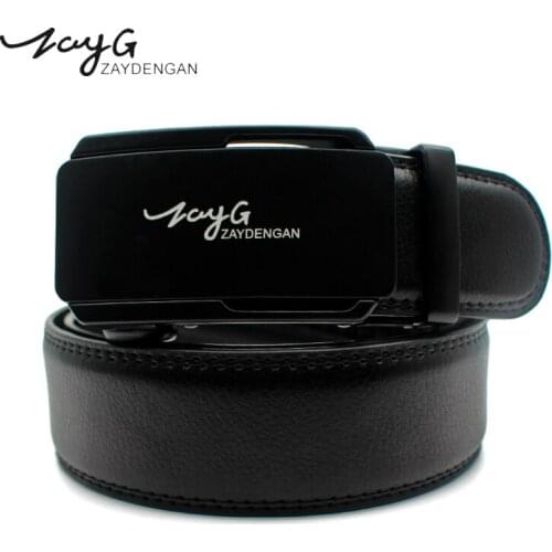 ZAYG Fashion Designers Men Metal Automatic Buckle Leather Luxury Belts Men Business Alloy Buckle Belt for Men Fine Black Belt