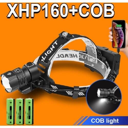 Most Powerful Led Headlamp XHP160 XHP90 Headlight 18650 USB Rechargeable Head Flashlight Super bright fishing lantern head lamp