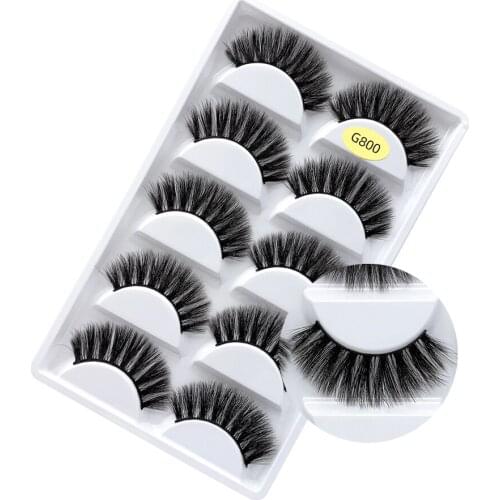 Natural Mink Eyelashes 5 Pairs 100% Handmade Cruelty Free Mink Lashes Wholesale 3D False Faux Mink Lashes For Makeup