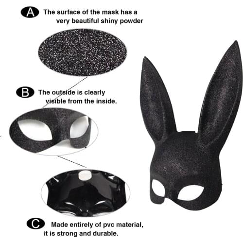 2021 New Women Girl Sexy Rabbit Ears Mask Cute Bunny Long Ears Bondage Mask Halloween Masquerade Party Cosplay Mask