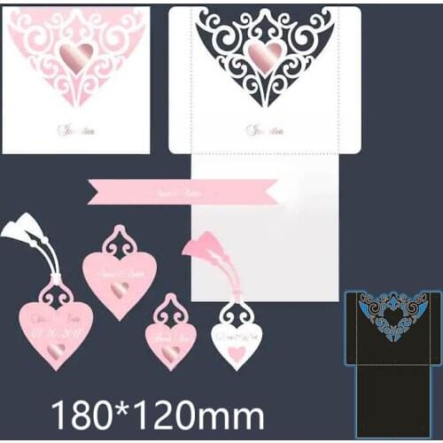 180*120mm New Metal Cutting Dies lace heart envelope Stencils for DIY Scrapbooking Paper Cards Craft Making Craft Decoration