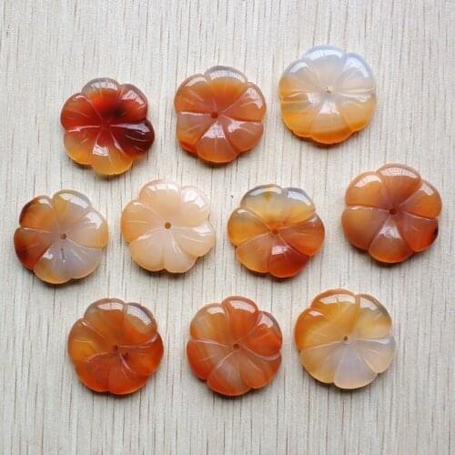 Wholesa 10pcs/lot Fashion good quality natural red onyx charms Carved flower shape pendants for jewelry making free