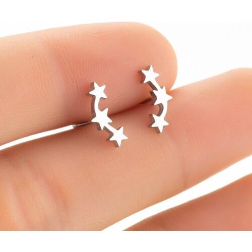 Wholesale Fashion Girl Jewelry Small 3 Connected Stars Mens Teen Ladies Earrings For ladies Gifts Christmas Gifts 2020