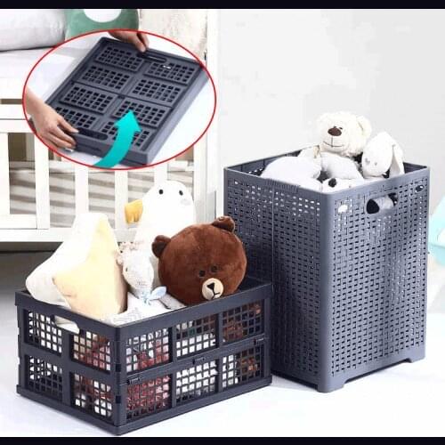 Plastic Folding Storage Basket Large Foldable Dirty Clothes Laundry Basket Hollow Car Trunk Organizer Box For Toys Books