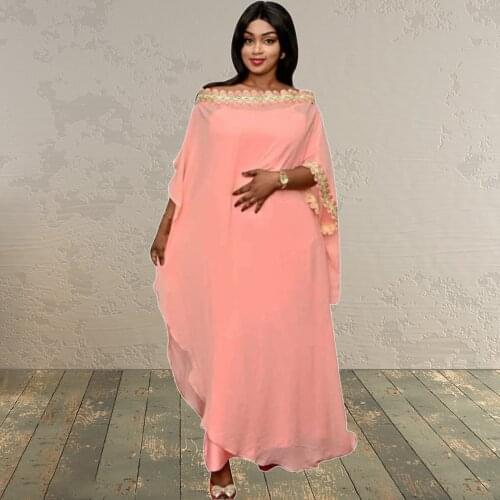 Maxi Dresses For Women 2021 High Quality African Clothes Fashion Bat Sleeve Elegant Ladies Long Vestidos Nigeria Style Noble