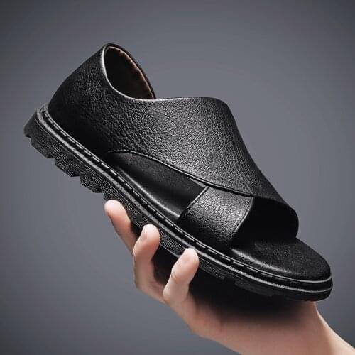 Summer Men Sandals Leisure Beach Men Casual Shoes Genuine Leather Mens Sandals Mens Roman Sandals