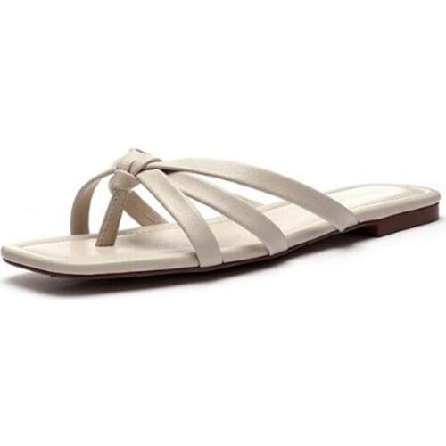 New outdoor Sandals Roman sandals summer woman sandals PU Slip On 1.5CM Flat Toe Square Toe Shallow Comfy Soft women shoes black