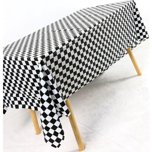 1pc 137x274cm Black White Checkered Tablecloth Racing Table Cover Racing Theme Birthday Party Supplies Rural Picnic Mat