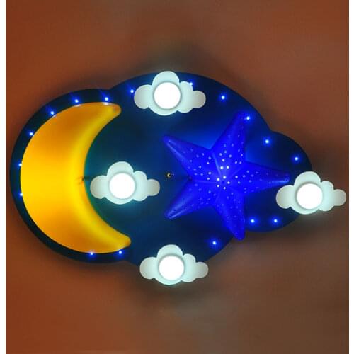 Star Moon LED Children lamp Childrens room ceiling light Creative protection cartoon boys / girls bedroom ceiling lamps ZA