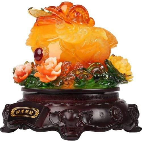LUCKY FENG SHUI TOAD DECORATION CASH DESK BUSINESS HOTEL HOME DECORATION GOLDEN CICADA MASCOT STATUE HOME DECOR