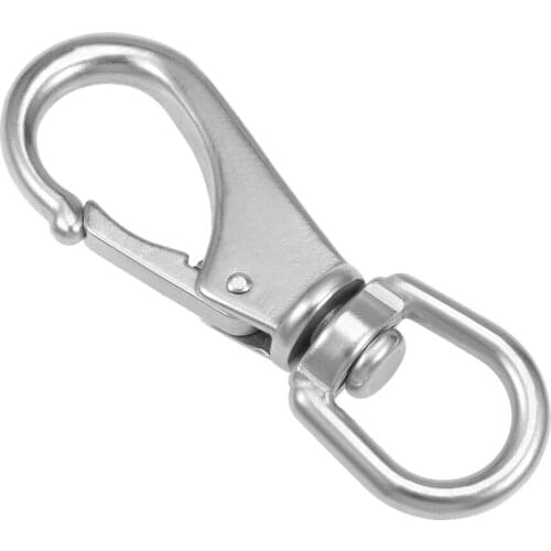 Uxcell Fixed Eye Hook,304 Stainless Steel 2# Carabiner Lock Boat Clip Hook 98.2mm Length Silver Tone