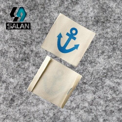 Stock boat anchor printed Cotton Label for hand made Customized clothing labels Sewing Fabric printed tags custom handwork tag