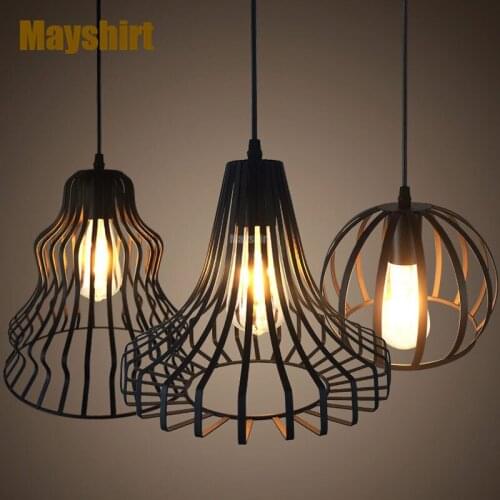 Vintage Iron Birdcage Cafe Pendant Lights Kitchen Retro Dining Room Industrial Hanging Lamp Bar Lamp Living Room Light Fixture