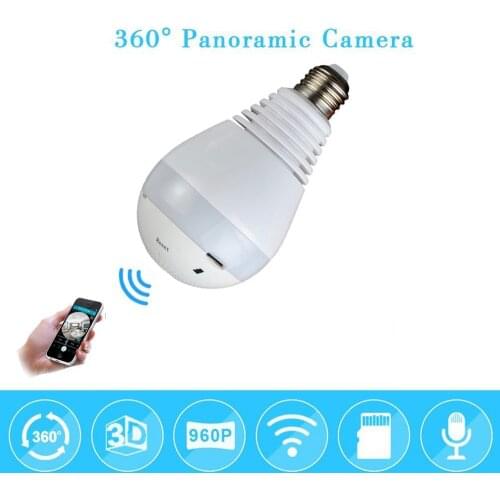 WI-FI 960P 1080P Wireless IP Camera Bulb Light FishEye Smart Home CCTV 3D VR Camera 1.3MP Home Security WiFi Camera Panoramic