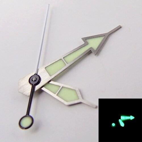 Japan C3 Green Luminous Silver Watch Hand Arrow Set fit NH35A NH36A 4R35 4R36 7S36