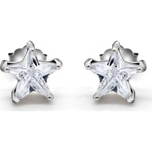 925 Sterling Silver CZ Stud Earrings Shiny Stars Unique Design Stud Earrings for Women Wedding/Party Earrings Fashion Jewelry