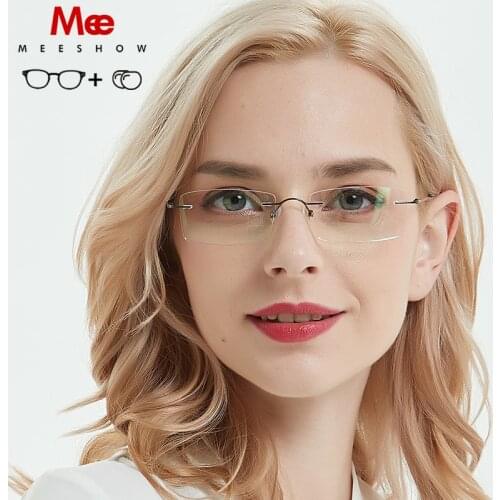 Meeshow Titanium prescription glasses women glassles frame rimless ultralight eyeglasses mens eye glasses spetacle frames 8508
