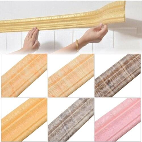 1pc 3D Pattern Waist Line Border Wall Sticker 3D Printed Wallpaper Kitchen Toilet Wall Tile Waterproof Sticker Base Decoration